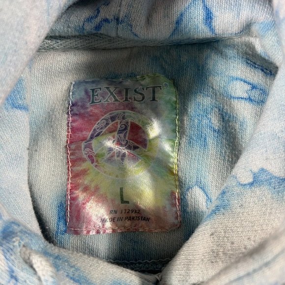 Exist Hoodie Mens Large Tye Dye Blue Pink Squirrel On Bike Graphic - Picture 6 of 9